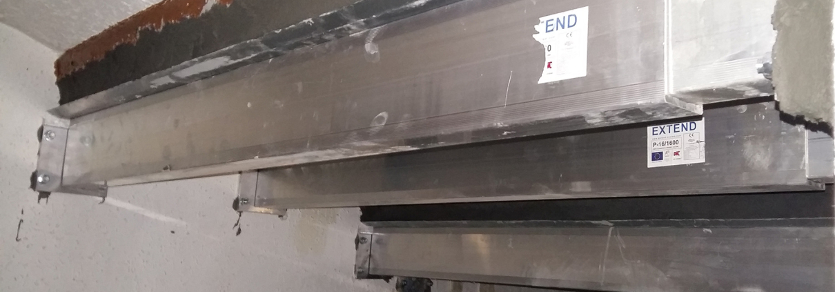 Functional replacement, installing EXTEND-SYSTEM beams beneath the affected ones